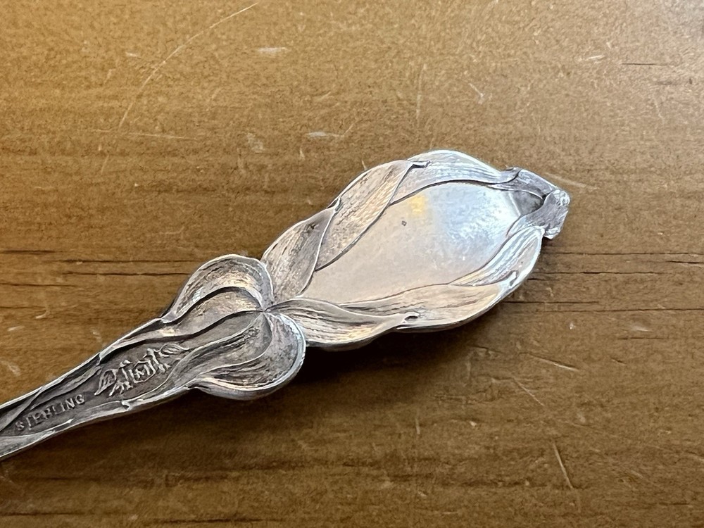 Spokane Washington Figural Corn Sterling Silver Souvenir Spoon