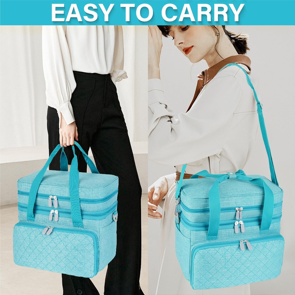 Sewing Organizer Bag, Double Layer Sewing Storage Bag with Shoulder Strap, 2 ...