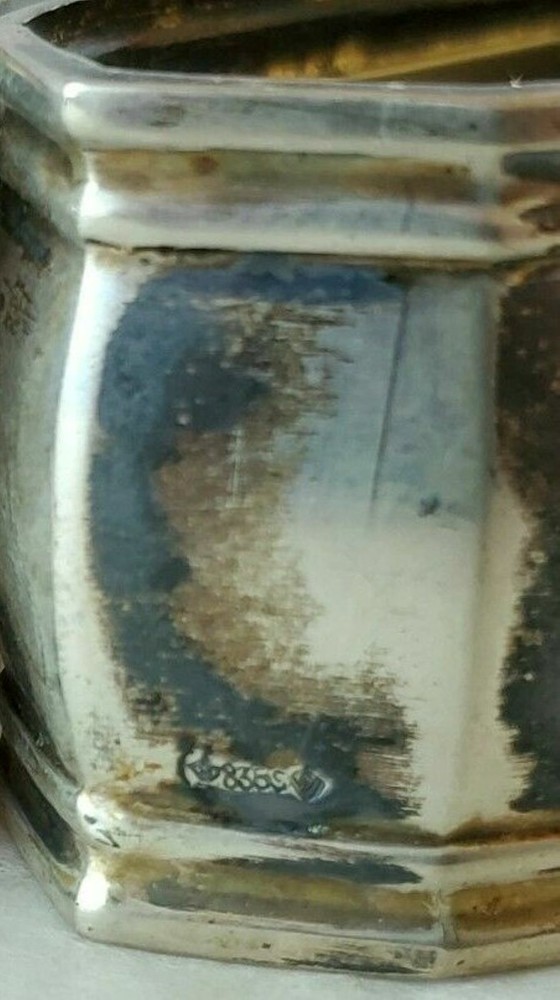 Antique German 835 Silver art deco Napkin Ring "G" initial #2