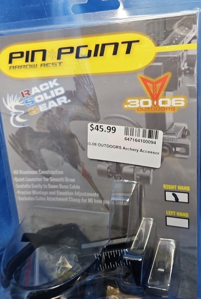 Pin Point Arrow Rest .30 06 Outdoors Right Hand Archery Accessory