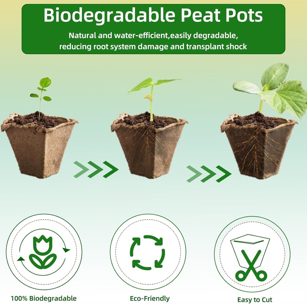 Seed Starter Tray,240 Cell Biodegradable Peat Pots Seed Starter Kit,Organic Germ