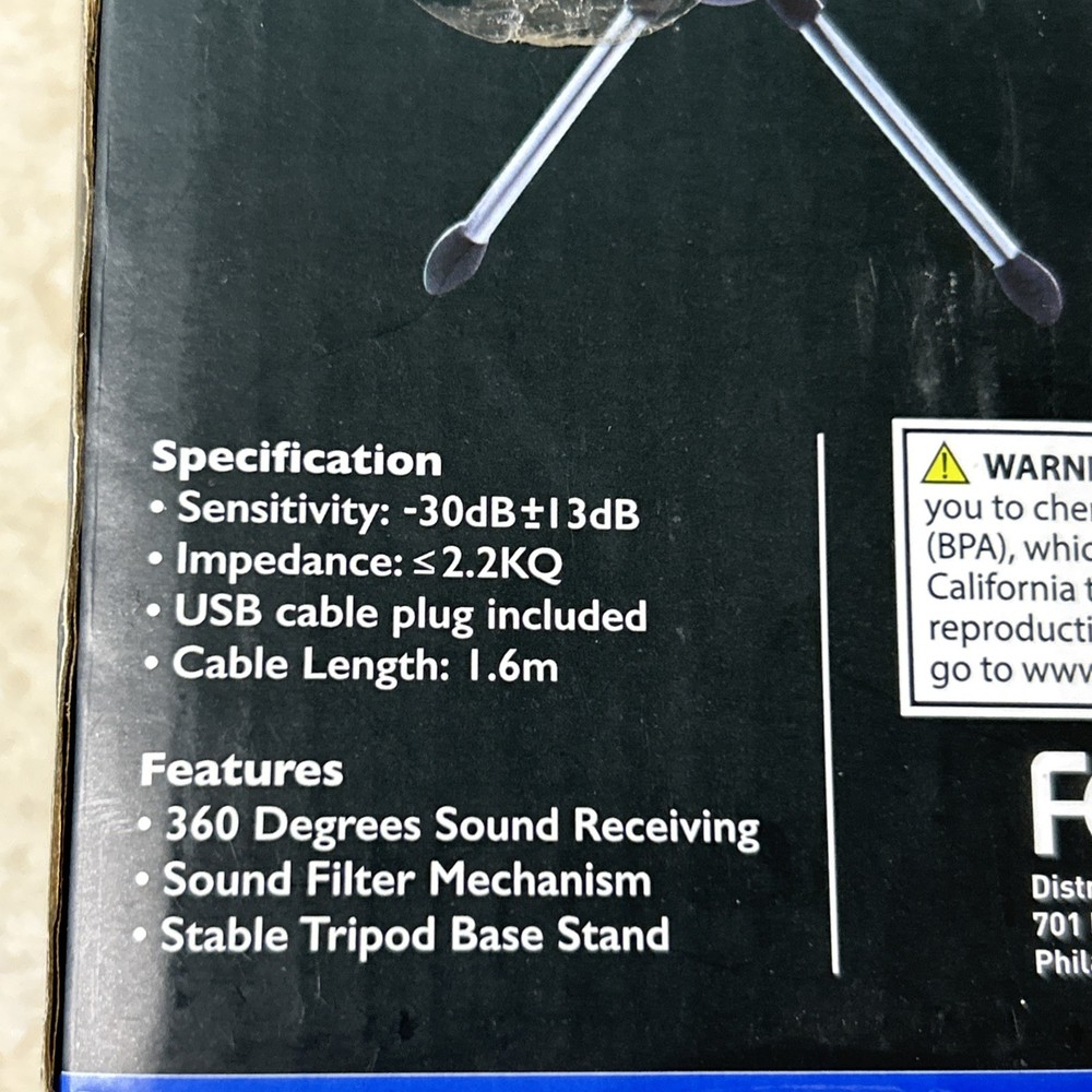 Portable USB Microphone with Pop Filter & Stand | Multi-System Compatible | NIB