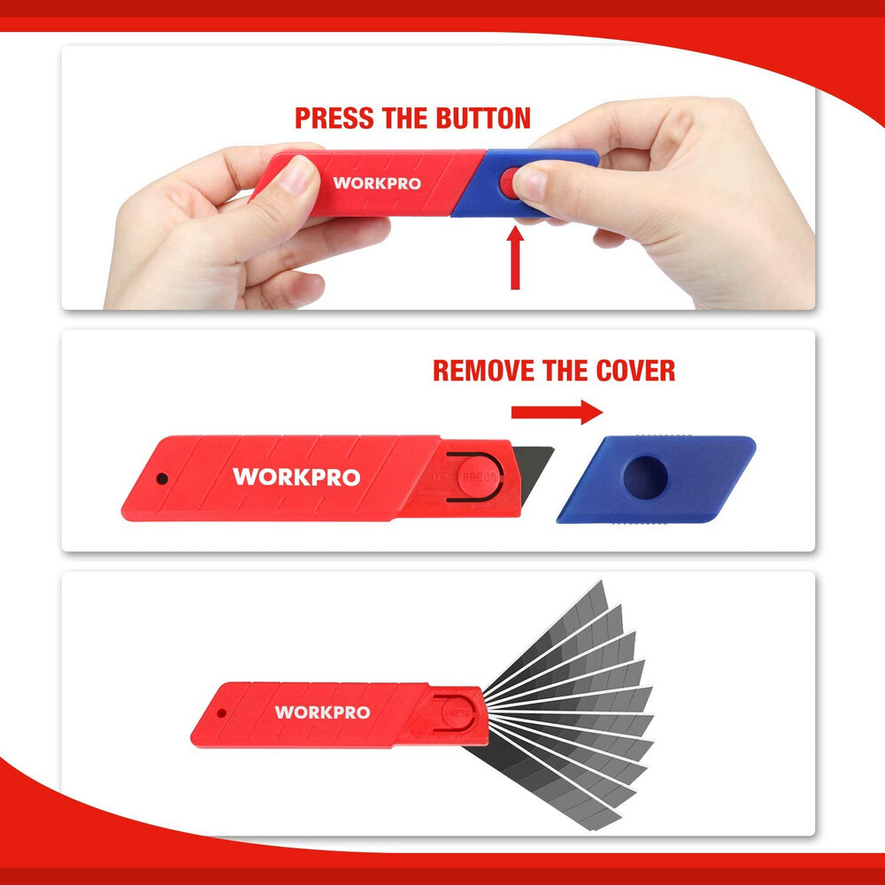 WORKPRO 100-PC Snap-off Blades 18mm Utility Knife & Box Cutter Replacement Blade