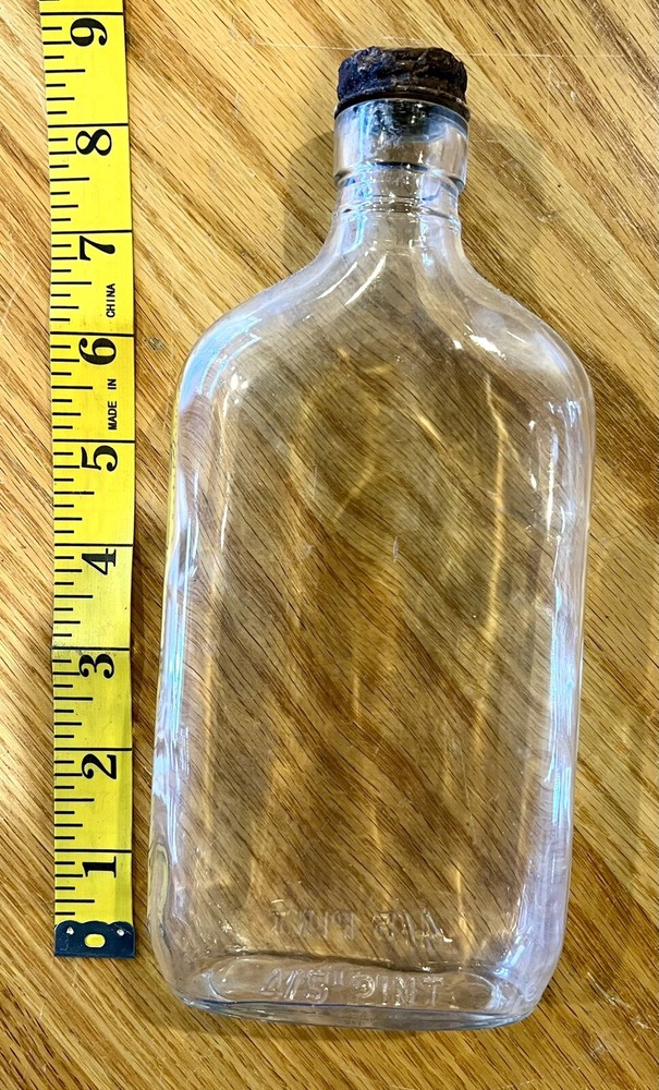 Antique Wine Flask One Pint Bottle With Stopper
