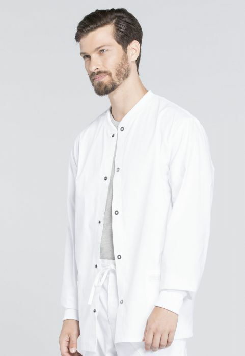 Cherokee Men's Warm-Up Jacket Snap Front White WW360