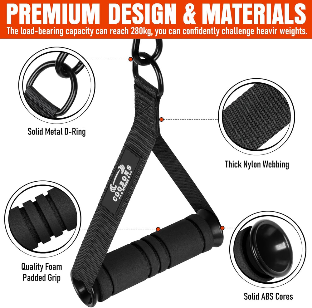 Heavy Duty Exercise Handles for Cable Machine and Resistance Bands, D Handle