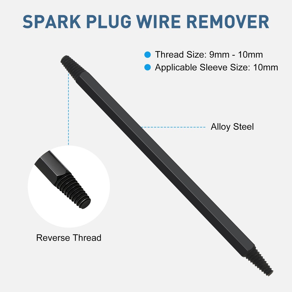 Broken Spark Plug Removal Tool Reverse Thread 10mm Hex Extractor for Car Engines