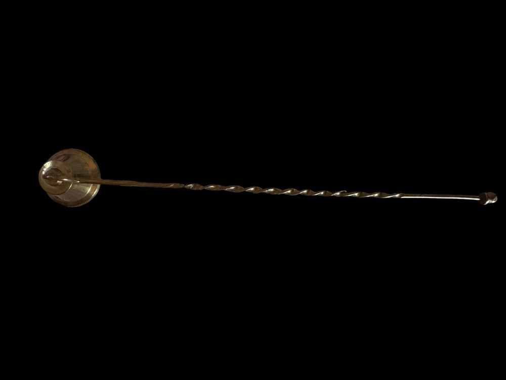 Vintage Solid Brass Twisted Metal Handle 10” Candle Snuffer
