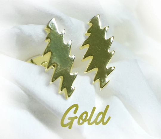 Gold Dead Bolt Stud Earrings
