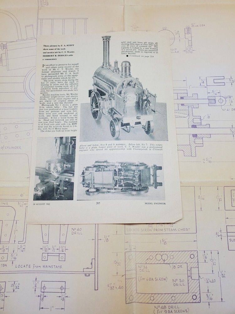 Blue Prints For Rainhill Rocket (Small Scale)