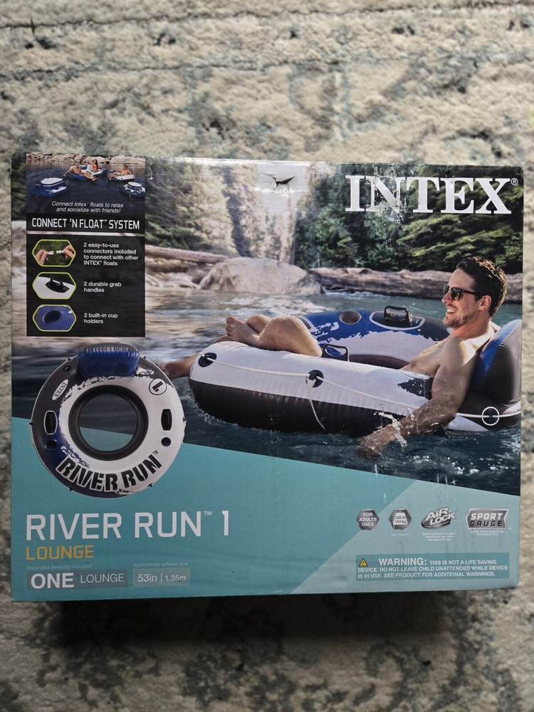 NEW Intex River Run Inflatable Lounge Tube 53” With Backrest Mesh Bottom