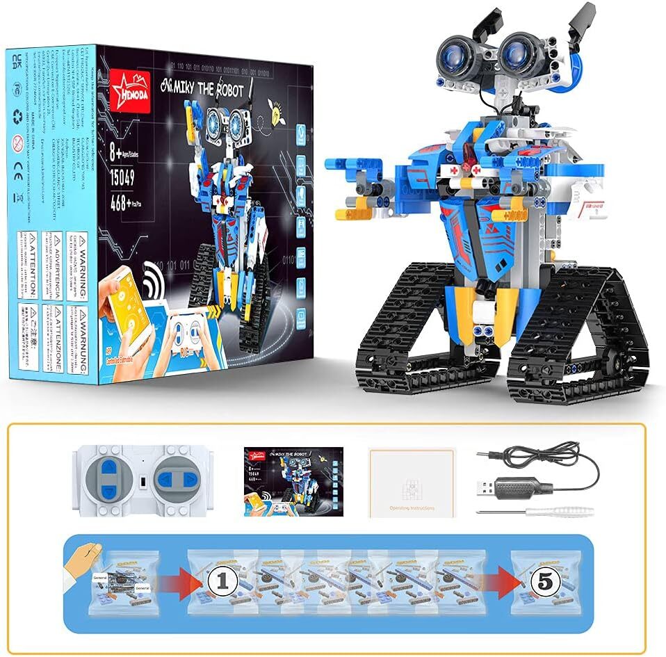 Robot Toy w/ App or Remote Control - STEM Science Programmable Building Block Ki