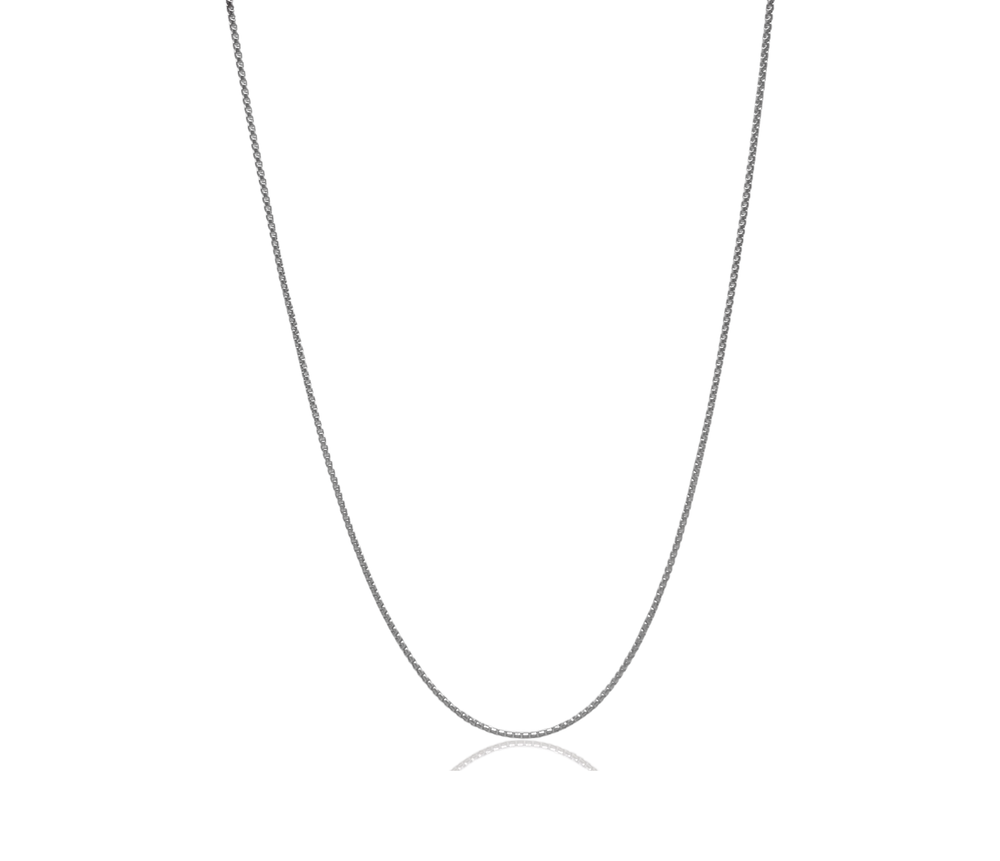 925 Italian Made Solid Sterling Silver 1.5MM Round Box Chain Link Necklace