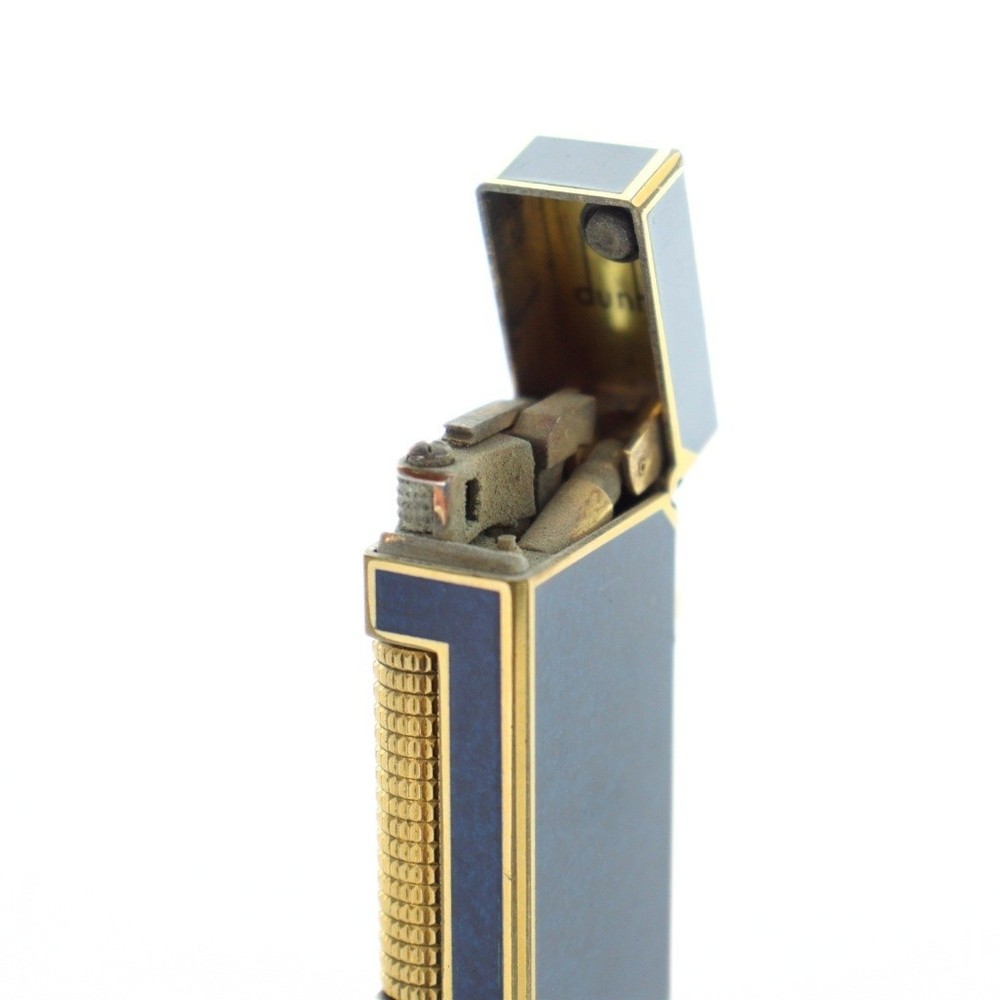 Dunhill Gas Lighter Navy Blue Cigarette Logo Roller Spark New