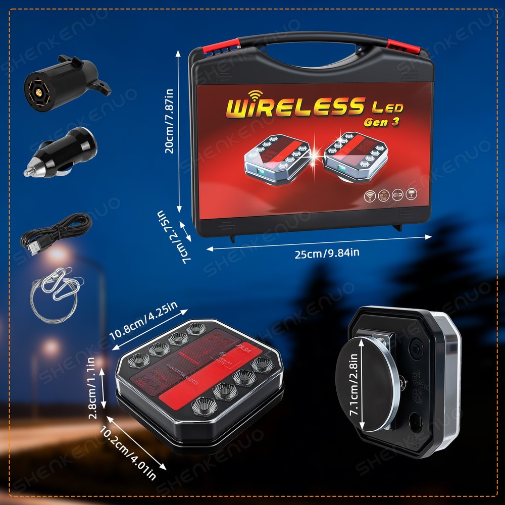 Upgraded Wireless Trailer Lights Magnetic Bluetooth Remote Control Trailer Tail