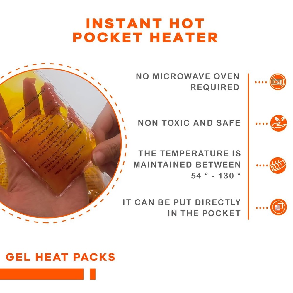 Reusable Snap Heat Pack Hand Warmer Click Activated Pocket Pouch