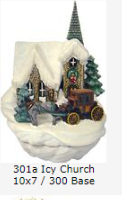 Icy Church Scene w/ light kit  ceramic bisque