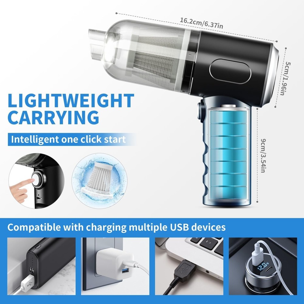 USB Rechargeable Mini Vacuum with Multi-Function Nozzles for Dust-Free Spaces