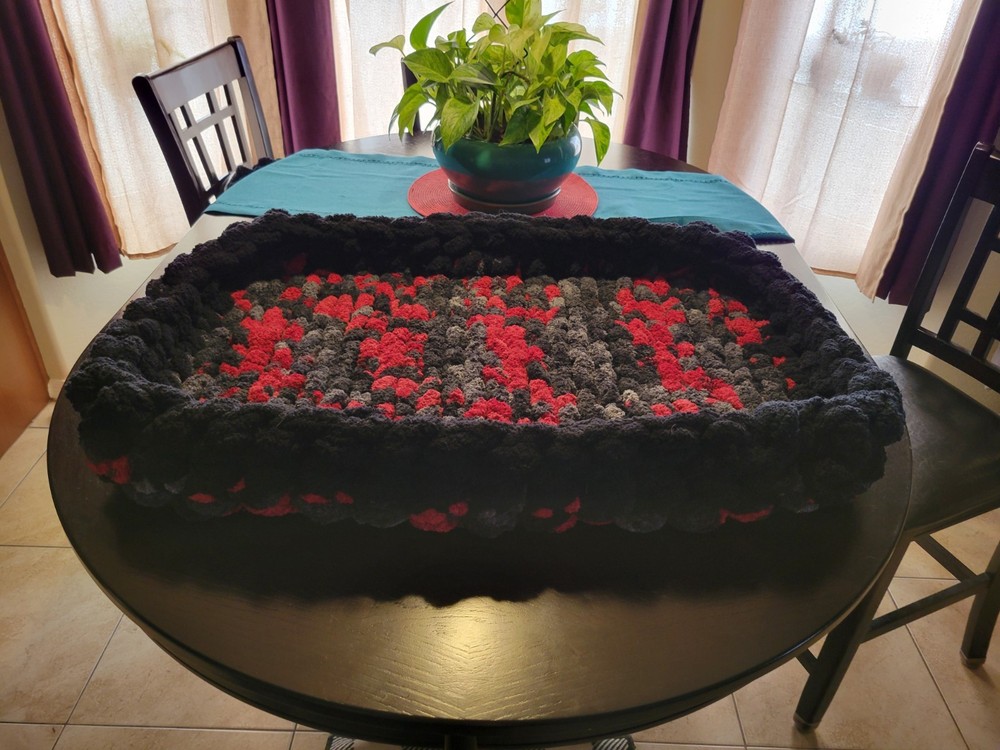 Pet Bed: 20"×30"×5 Hand Knit, Chenille Yarn