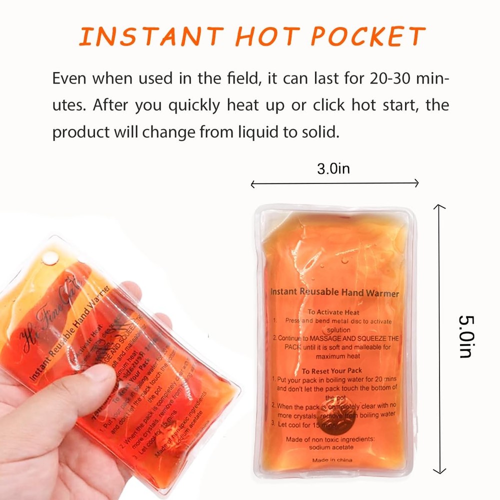 Reusable Snap Heat Pack Hand Warmer Click Activated Pocket Pouch
