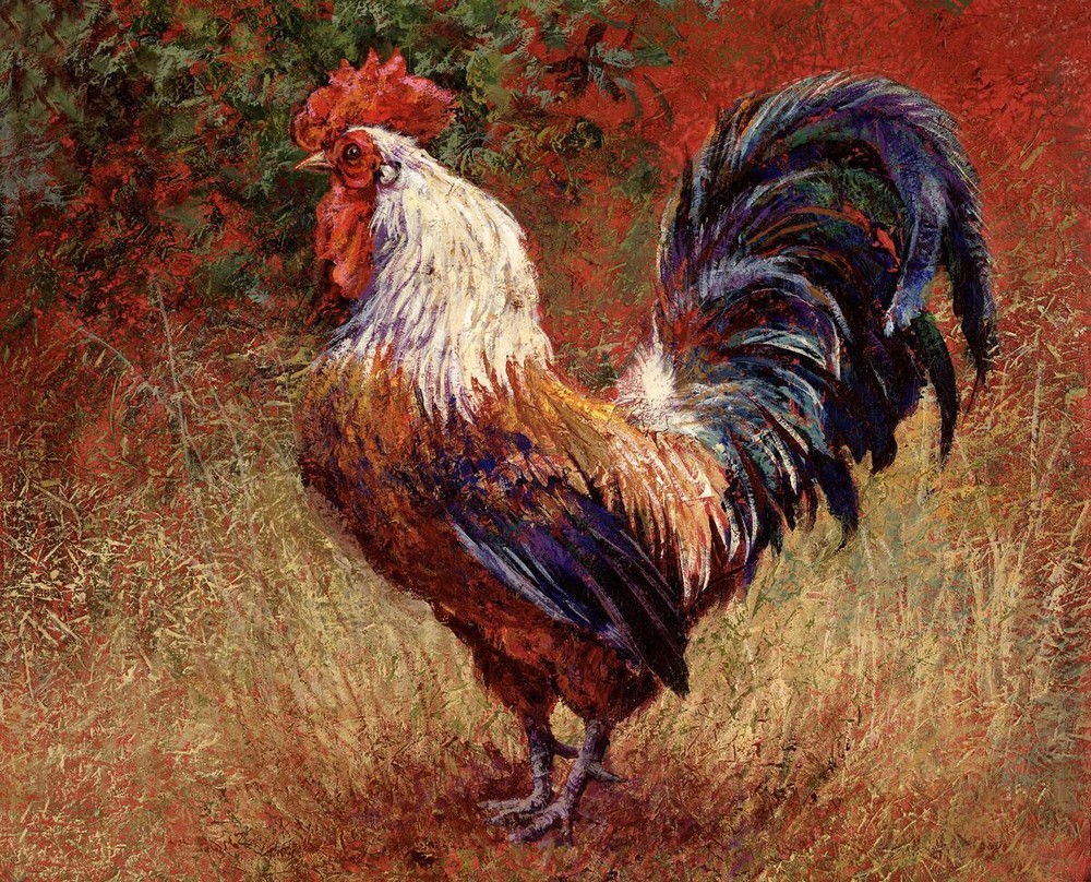 Ceramic Tile Mural Kitchen Backsplash - Iron Gate Rooster II-Farm Animals