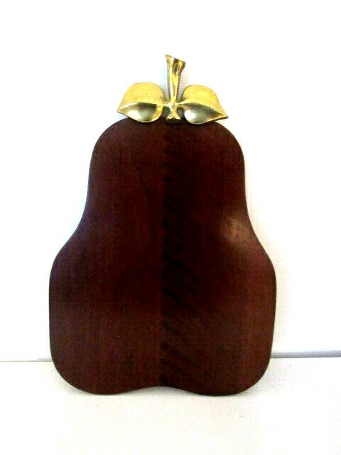 Solid Wood Pear Shaped Cutting Board With Brass
