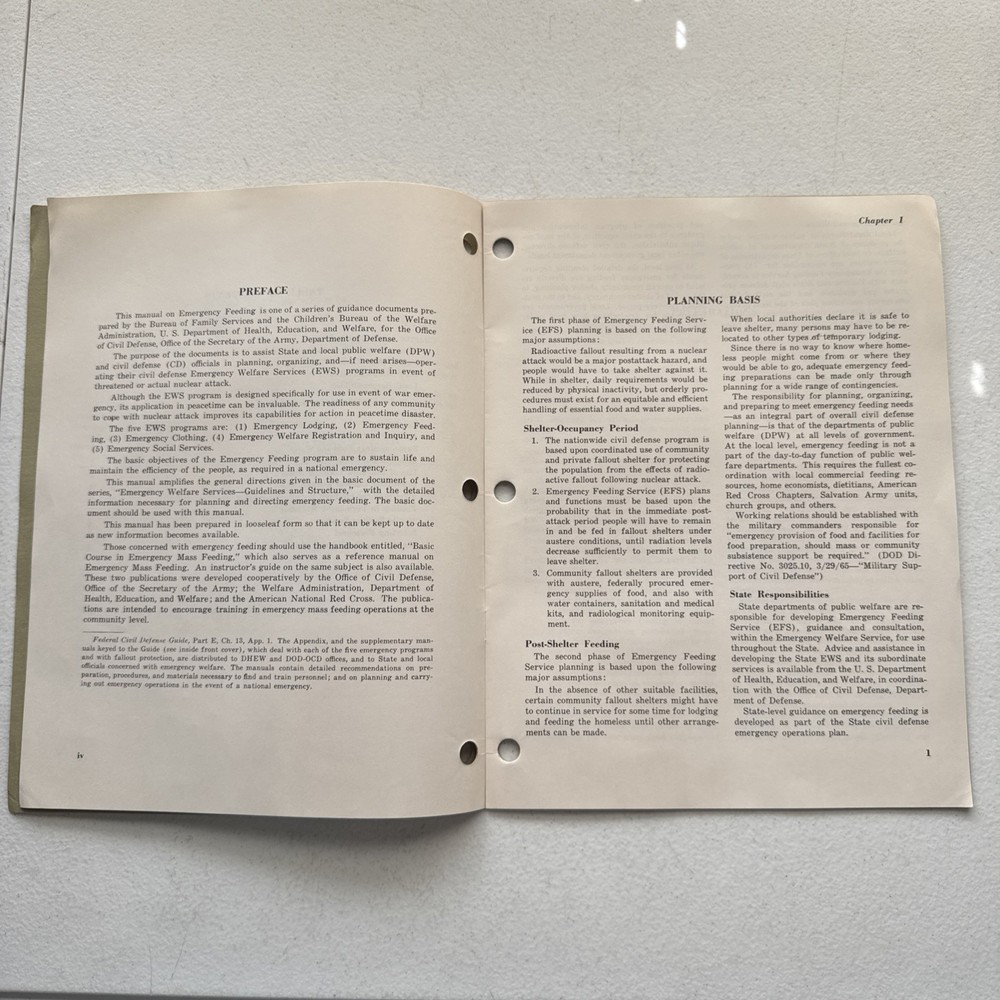 Emergency Feeding, Emergency Welfare Services Manual June 1966