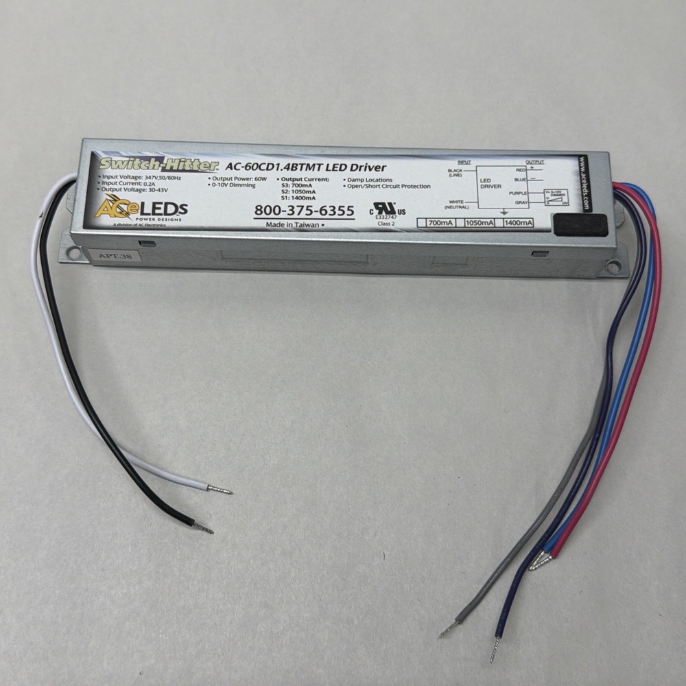 Switch-Hitter LED Driver AC Electronics AC-60CD1.4BTMT LED BALLAST 60W OUTPUT