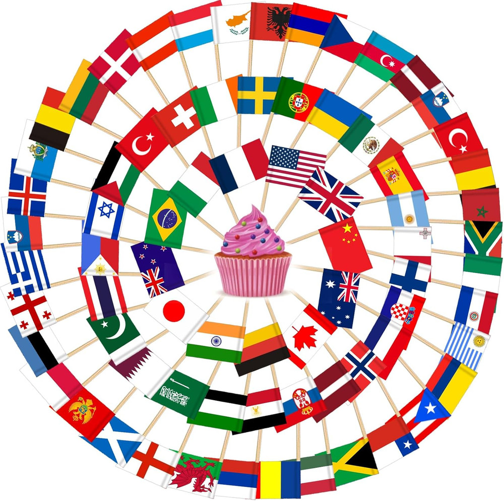 Different Countries Toothpick Flag, 100 Pcs Mini Flags on Sticks for 2026 World