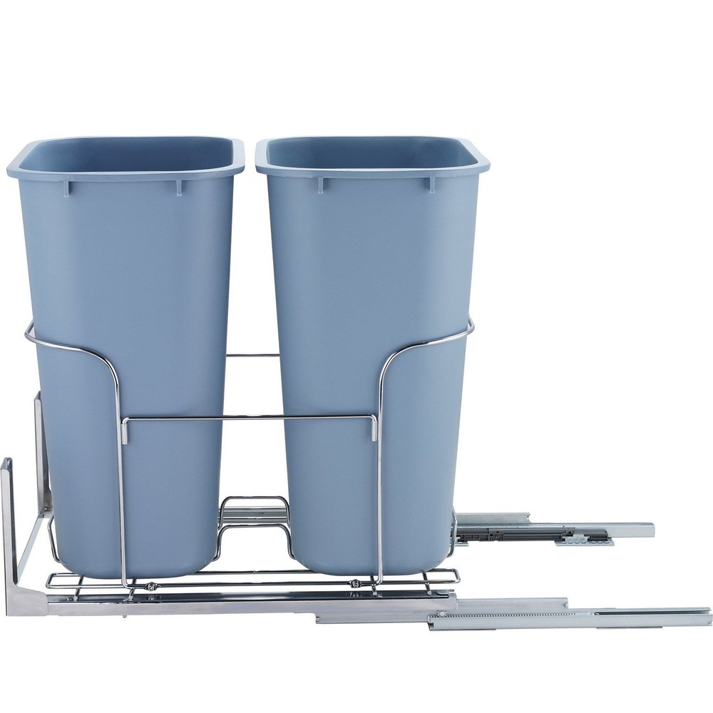Pull-Out Trash Can, 35Lx2 Double Bins, Under Mount Kitchen Waste Container