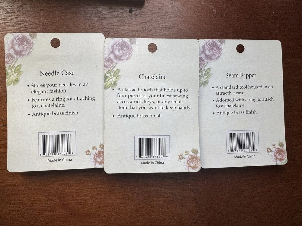Heirloom Sewing Collection Needle Case Chatelaine Seam Ripper Set