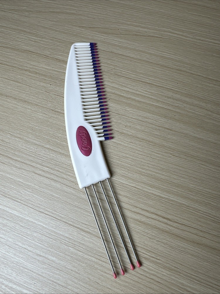 GOODY Combination Tool Comb Pick Lift 1990s White Pink