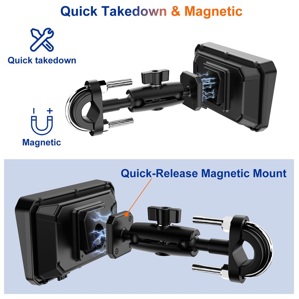 6" Motorcycle Carplay Dual 1080P Camera, iOS/Android, Loop Rec & Emer Lock, BT