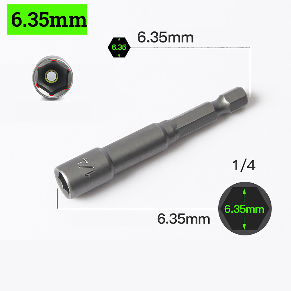CRV Hex Nut Driver Socket Magnetic Wrench 1/4" Impact Drill Bits 65mm 100mm Long