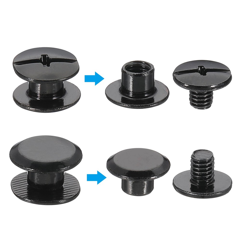 24 Sets Chicago Screws, 4mm l Galvanized Iron Chicago Screw Binding Post
