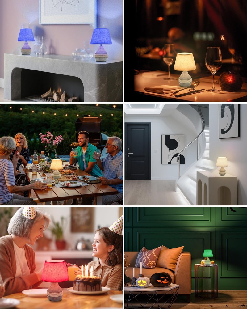 INTELIVE 10" H Small Rechargeable Cordless Ceramic Table Mini-10"H, White