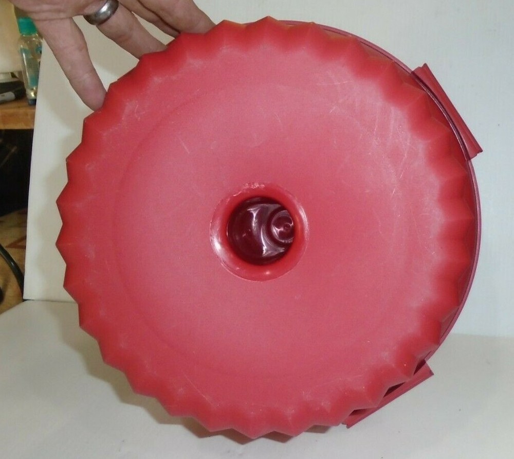 Red Cupcake Shaped Cupcake Carrier 3 Stackable Tiers Holds 24