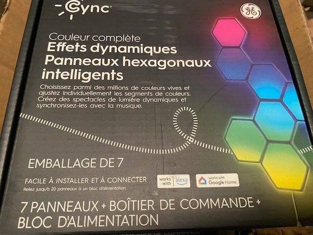 GE Cync Smart LED Light Hexagon Panels 7 pc Dynamic Effects Full Color Bluetooth