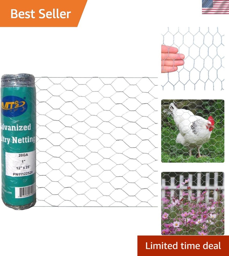 20GA Galvanized Hexagonal Poultry Netting - 12" x 25' - Safe Enclosures