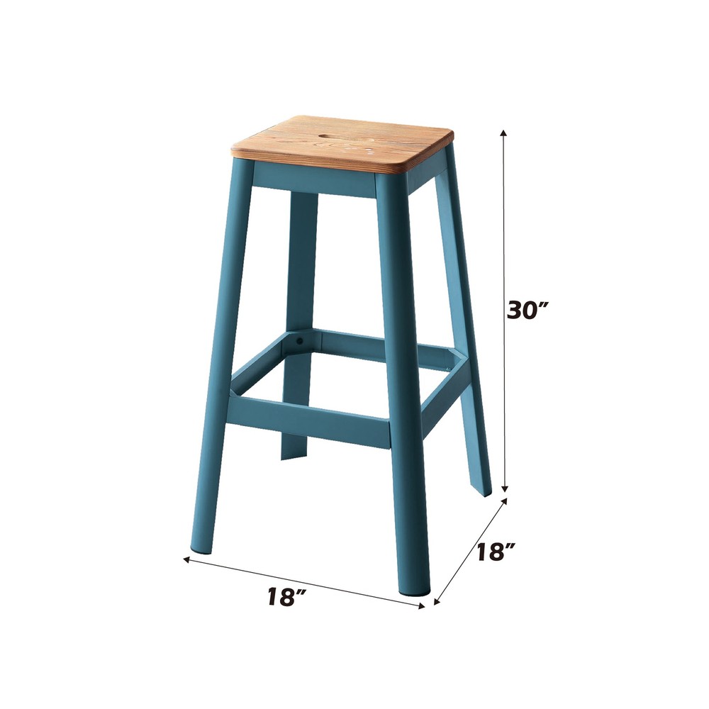 Jacotte Natural & Teal Finish Bar Stool