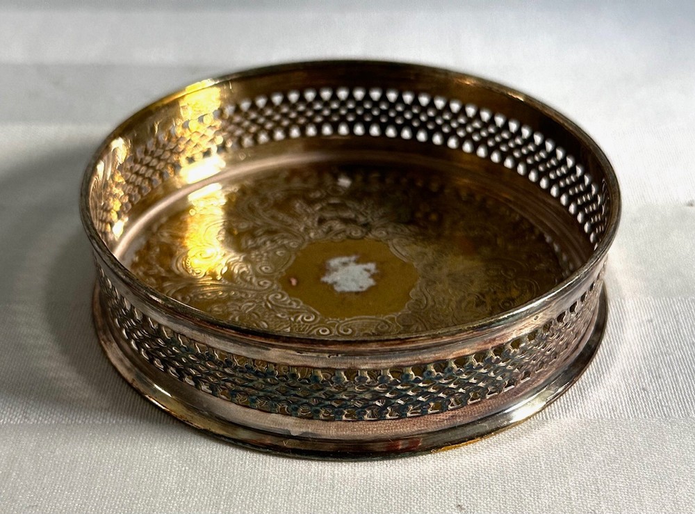 Silver Plated English Wine Bottle Coaster