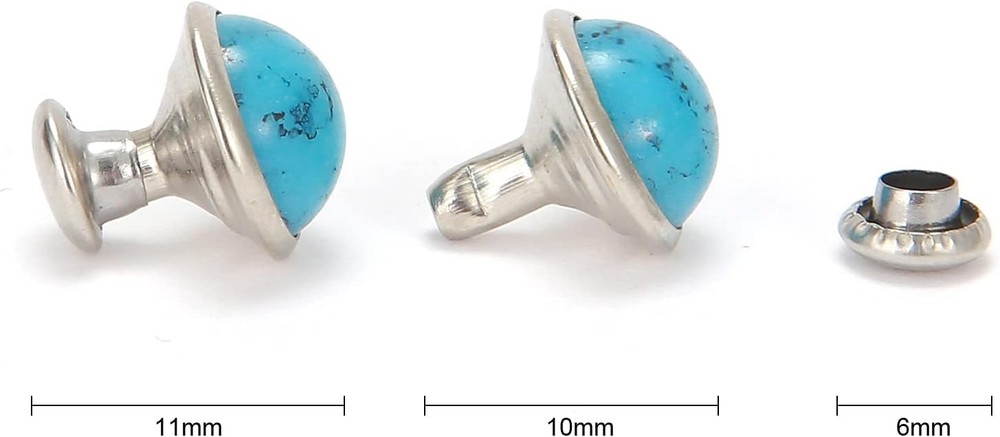 Weebee 100 Sets Blue Turquoise Rapid Rivets Studs Tandy DIY Leather Rivets Craft