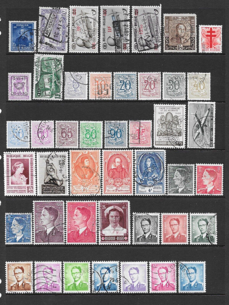 BELGIUM      VARIOUS USED POSTAGE ISSUES       1947 to 1975