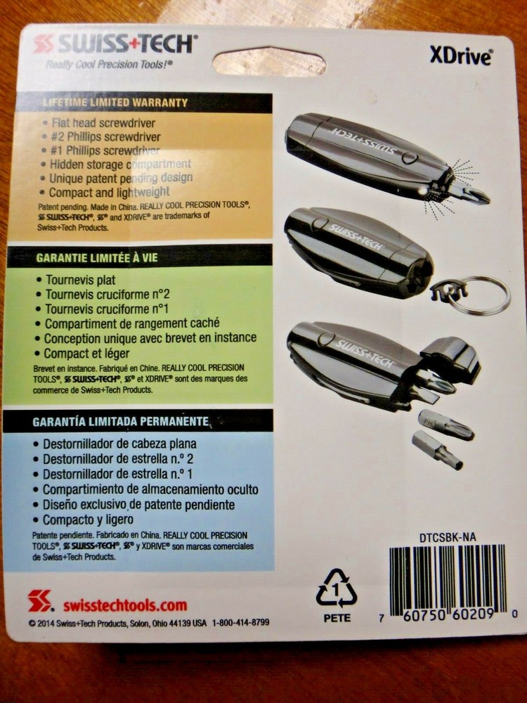 SWISS TECH X-DRIVE 7-in-1 COMPACT DRIVER TOOL PHILLIPS & FLAT SCREWDRIVERS NEW