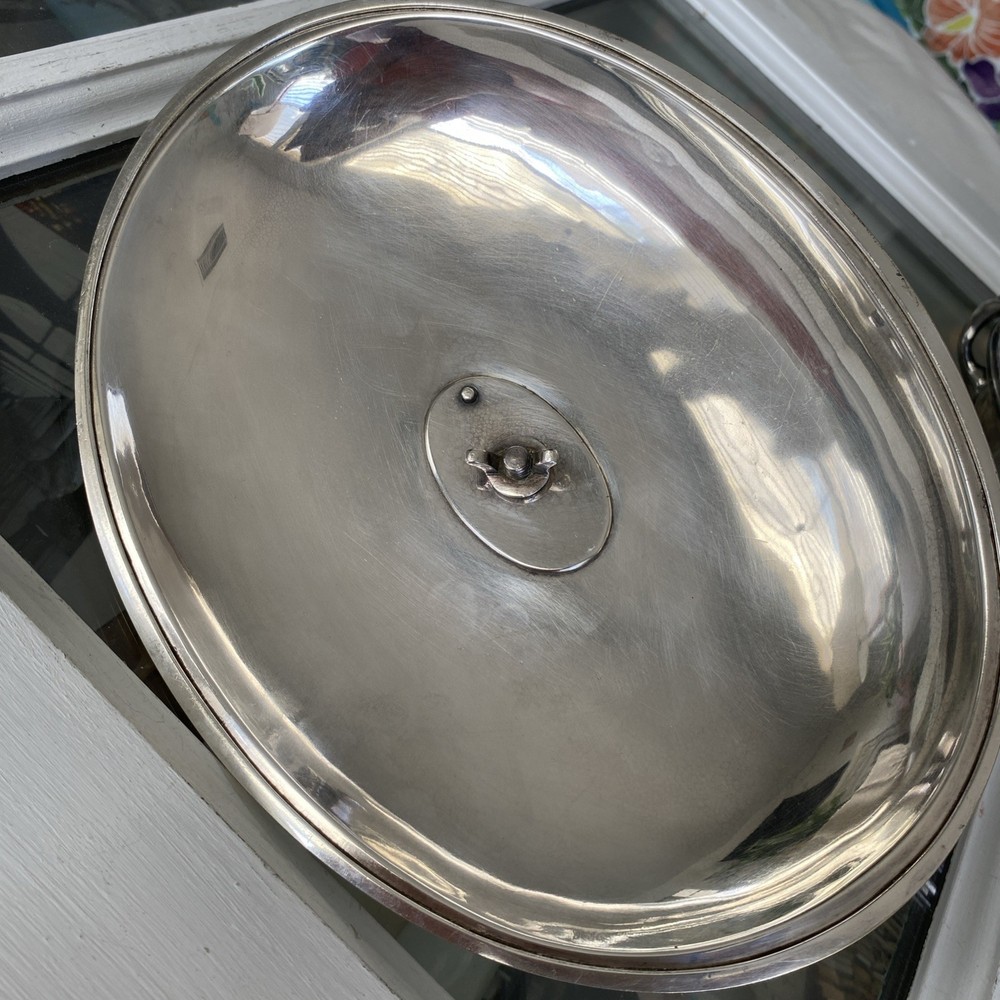 Antique William Hutton & Sons SILVER Plate Water Bath SERVING DISH c1900