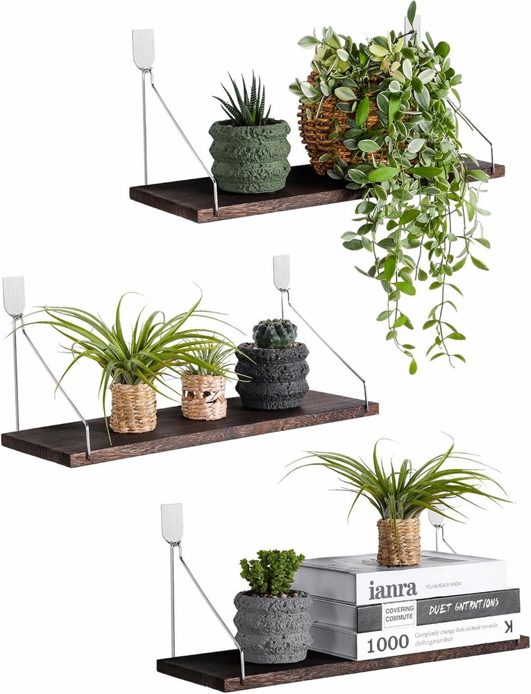 Floating Shees Rustic Solid Wood Floating Shelf Wall Stora