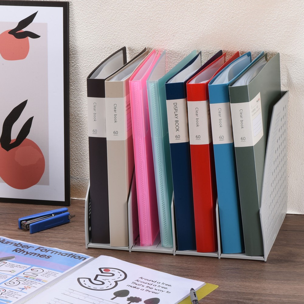 9x12" Binders with Plastic Sleeve, PP 60 Pocket File Protector, Beige