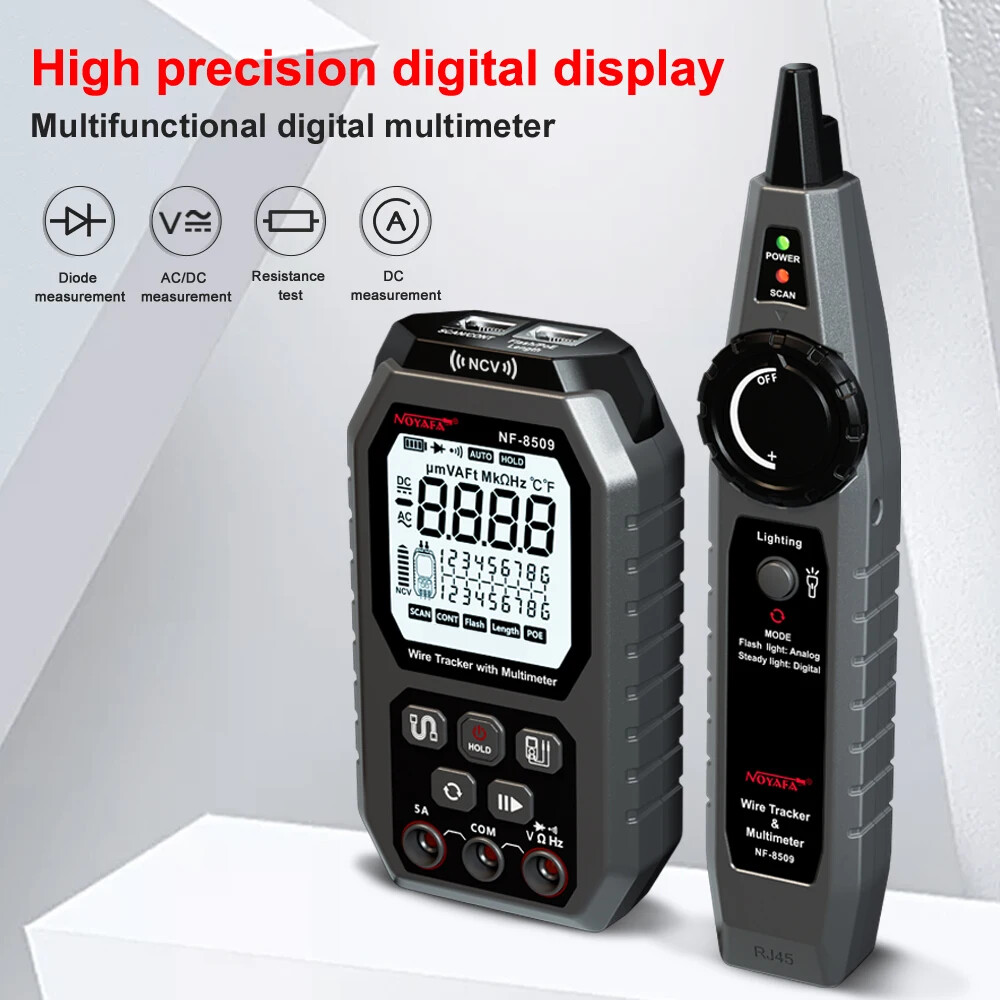 2in1 Network Cable Tester & Digital Multimeter Cable Tracker Cat5Cat6 PoE Tester