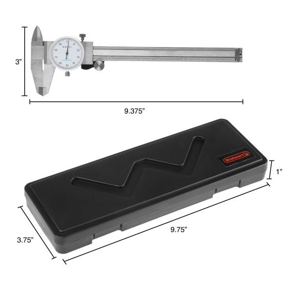 Dial Caliper- Stainless Steel and Shock Proof Tool With Plastic Carry Case, 0...