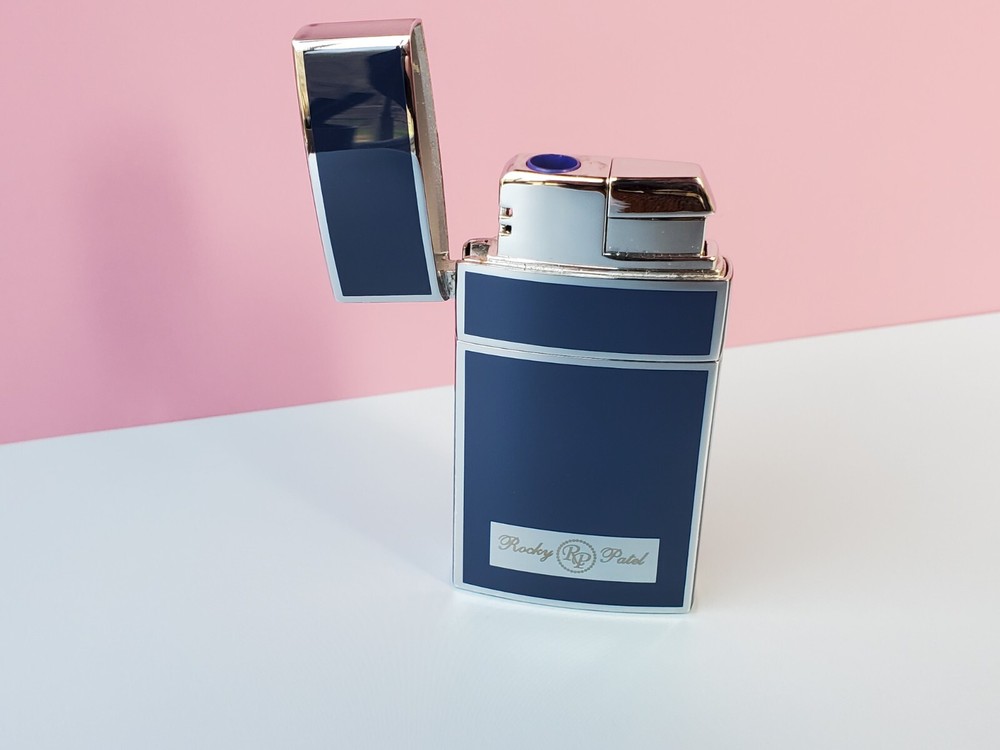 Rocky Patel H.E. Single Jet Cigar Torch Lighter - Midnight Blue & Chrome